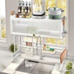Hofuton gouttoir  vaisselle au - dessus de l'vier - 2 tages en acier inoxydable - avec porte - couteau, ...