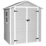 Abri de jardin en résine aqua 2. 6 avec fenêtre - inclut le sol - grande porte double - gris blanc - ... Abri de jardin en résine aqua 2. 6 avec fenêtre - inclut le sol - grande porte double - gris blanc - ...