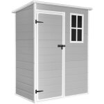 Abri de jardin en rsine unit 1. 4 avec fentre - inclut le sol - toit plat - gris blanc - cabane extrieur ...