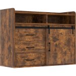 Homavo - buffet 3 tiroirs 120 cm brun vintage hg1 - s