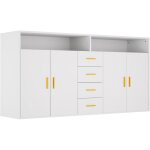 Homavo - buffet bg1 - l 4 tiroirs 2 portes 160 cm blanc fsc