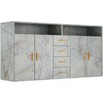 Homavo - buffet bg1 - l 4 tiroirs 2 portes 160 cm gris fsc