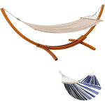 Homavo hamac sur pied, 2 hamacs inclus(beige + bleu), supporte 200 kg, support en bois 320�120�120 cm ...