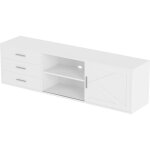 Homavo - meuble tv 3 tiroirs 160 cm blanc tvg1 - s