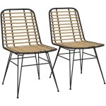 Homcom - lot de 2 chaises salle  manger style bohme pitement pingle acier noir rsine tresse aspect ...