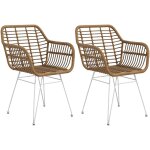 Homcom - lot de 2 chaises de salon style bohme pitement pingle acier blanc revtement rsine tresse ...