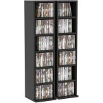 Homcom - lot de 2 étagères colonnes rangement max. 204 cd noir Homcom - lot de 2 étagères colonnes rangement max. 204 cd noir