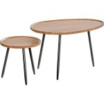 Homcom - lot de 2 tables basses gigognes design piètement effilé métal noir effet bois de noyer Homcom - lot de 2 tables basses gigognes design piètement effilé métal noir effet bois de noyer