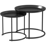 Homcom - lot de 2 tables basses gigognes rondes design contemporain encastrable plateaux amovibles acier ...