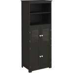 Homcom - armoire de cuisine multi - rangements 4 portes avec �tag�res 2 niches grand plateau mdf noir ...