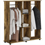 Homcom ? armoire penderie mobile 6 roulettes ? 2 barres de penderie ? 2 tablettes ? bois panneaux de ...