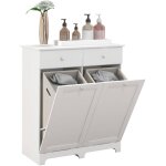 Armoire de salle de bain, meuble de rangement, avec paniers  linge pliables 2 tiroirs, en bois, 78l ...