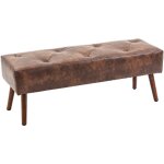 Homcom - banc banquette capitonne style classique chic bois hva revtement synthtique marron effet ...