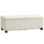 Banquette coffre design velours ctel - dim. 112 x 42 x 40 cm rangement 84l - beige clair