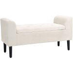 Banquette coffre de rangement 2 en 1 design chesterfield assise capitonne accoudoirs courbs pieds effils ...