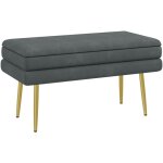Homcom - banquette coffre de rangement 2 en 1 pitement effil inclin acier dor velours gris