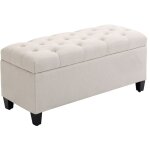 Homcom - banquette coffre de rangement style chesterfield dim. 100 x 40 x 44 cm pitement bois noir tissu ...