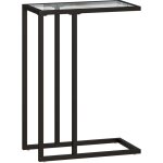 Homcom - bout de canapé design - guéridon - table de lit - acier noir plateau verre trempé Homcom - bout de canapé design - guéridon - table de lit - acier noir plateau verre trempé