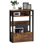 Homcom - bout de canapé table d'appoint style industriel - 2 étagères, plateau - métal noir effet bois ... Homcom - bout de canapé table d'appoint style industriel - 2 étagères, plateau - métal noir effet bois ...