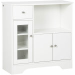 Buffet de cuisine meuble de rangement moderne avec porte en verre, tiroir, grande niche et étagères réglables, ... Buffet de cuisine meuble de rangement moderne avec porte en verre, tiroir, grande niche et étagères réglables, ...