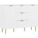 Homcom - buffet enfilade 2 portes 2 tagres 3 tiroirs - dim. 120 x 40 x 90 cm - mtal dor blanc