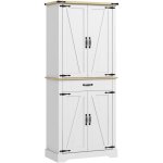 Homcom - buffet haut 4 portes 3 tagres 6 tagres de porte tiroir - dim. 76l x 40l x 181h cm - blanc ...