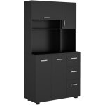 Homcom - buffet haut 4 portes 3 tiroirs 2 tagres 2 niches 89l x 39, 5l x 168h cm noir