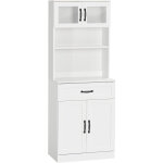 Homcom - buffet haut 4 portes étagère niche tiroir coulissant plan de travail poignées métal noir verre ... Homcom - buffet haut 4 portes étagère niche tiroir coulissant plan de travail poignées métal noir verre ...
