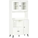 Homcom - buffet haut armoire de cuisine sur pied - 5 portes, 4 tagres, niche, plan de travail - blanc ...