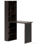 Homcom - bureau mural pliable table murale rabattable suspendue sur pied avec bibliothque tableau  ...