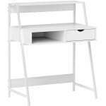 Homcom - bureau secrtaire bureau informatique style no - rtro tiroir niche tagre mtal blanc aspect ...