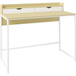Homcom - bureau secrétaire style contemporain - 2 tiroirs, étagère - acier blanc aspect bois clair Homcom - bureau secrétaire style contemporain - 2 tiroirs, étagère - acier blanc aspect bois clair