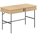 Homcom - bureau style scandinave dim. 120 x 60 x 76, 5 cm - 2 portes, 2 compartiments - acier noir aspect ...