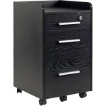 Caisson de bureau rangement bureau sur roulettes 3 tiroirs 1 verrouillable 1 trieur dossiers effet bois ...