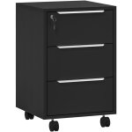 Caisson de bureau rangement bureau sur roulettes 3 tiroirs verrouillables 2 cl�s fournies panneaux noir ...