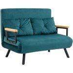 Homcom ? canap� convertible 2 places ? dossier r�glable 5 positions ? rev�tement velours bleu canard ...