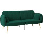 Homcom - canap convertible 2 places style art dco 2 coussins inclus pitement effil mtal dor velours ...