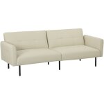 Homcom - canap convertible 3 places dossier rglable poches latrales tissu touffet beige
