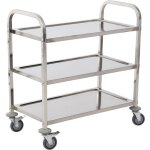 Chariot de service desserte de cuisine  roulettes 3 tagres 85l x 45l x 90h cm acier inox. chrom - ...