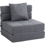 Homcom - chauffeuse canapé - lit convertible 1 place - coussin déhoussable inclus - tissu gris Homcom - chauffeuse canapé - lit convertible 1 place - coussin déhoussable inclus - tissu gris