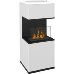 Chemine biothanol design - brleur 1, 2l - contrle de flamme, manche inclus - verre tremp acier blanc ...