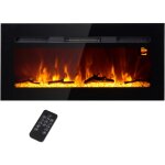 Cheminée électrique 1800w effets flammes led 3d réglables - timer, thermostat, télécommande - noir Cheminée électrique 1800w effets flammes led 3d réglables - timer, thermostat, télécommande - noir