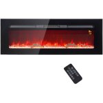 Chemine lectrique 1800w effets flammes led 3d rglables - timer, thermostat, tlcommande - noir