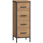 Chiffonnier industriel bois et métal 4 tiroirs dim. 30 x 30 x 82 cm Chiffonnier industriel bois et métal 4 tiroirs dim. 30 x 30 x 82 cm