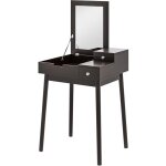 Homcom - coiffeuse design scandinave table de maquillage multi - rangements miroir pliable 60l x 50l ...