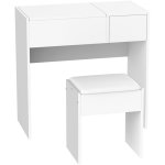 Homcom - coiffeuse table de maquillage design contemporain 80l x 40l x 79h cm miroir escamotable, tiroir, ... Homcom - coiffeuse table de maquillage design contemporain 80l x 40l x 79h cm miroir escamotable, tiroir, ...