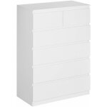 Homcom - commode 6 tiroirs style contemporain dim. 80l x 39l x 115h cm poignes invisibles blanc