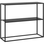 Console table d'appoint style contemporain avec tagre - dim. 90l x 30l x 75h cm - acier noir