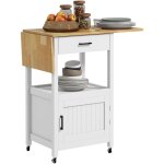 Desserte de cuisine extensible sur roulettes - porte, niche, tiroir - rallonges bois hva verni mdf ...