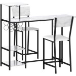 Homcom - ensemble table de bar 2 tabourets - table à rabat, casiers à vin 6 bouteilles, porte - verres, ... Homcom - ensemble table de bar 2 tabourets - table à rabat, casiers à vin 6 bouteilles, porte - verres, ...